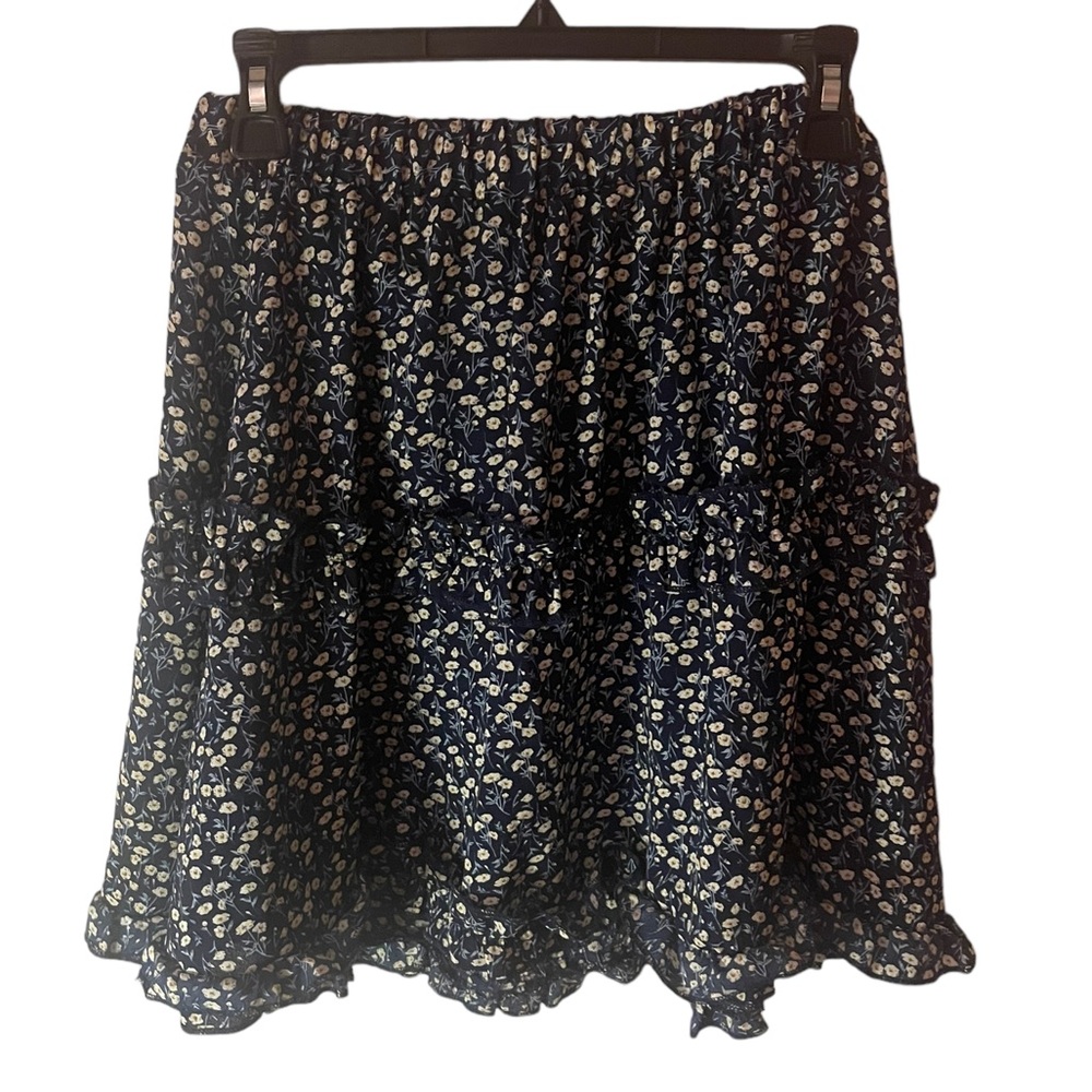 NWOT Shein blue ditsy floral layered skirt size large (8/10)